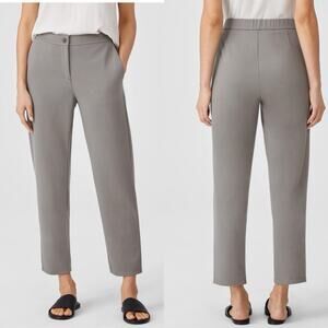 EILEEN FISHER Tencel Grey Flex Ponte Slouchy Ankle Pants Sz M Tapered Hi Rise